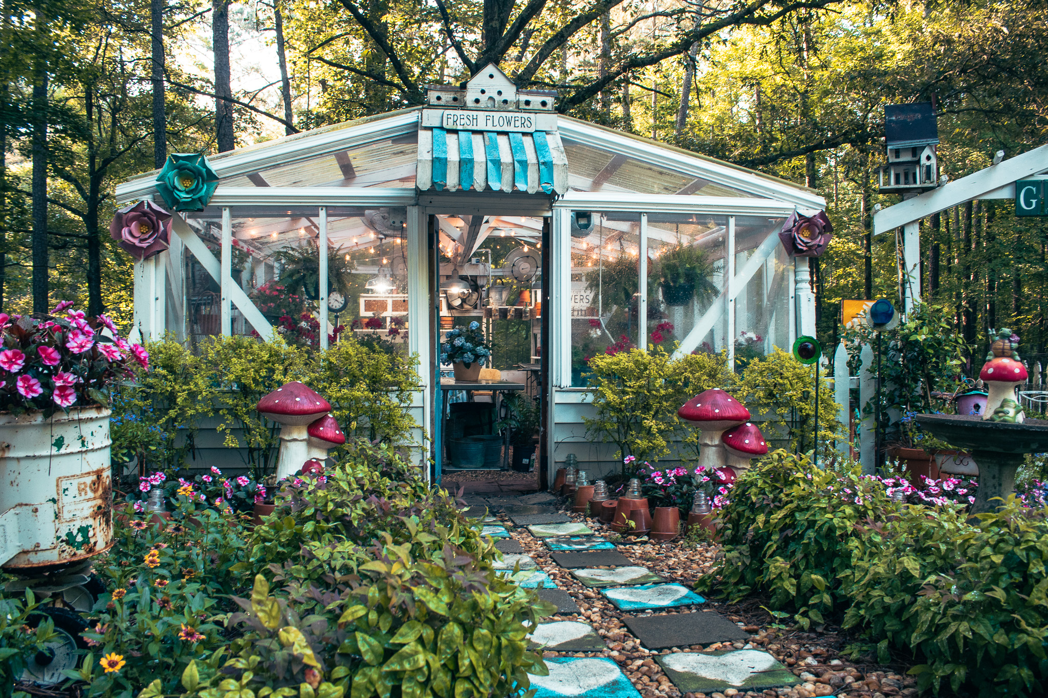 Fresh Flowers greenhouse with garden path