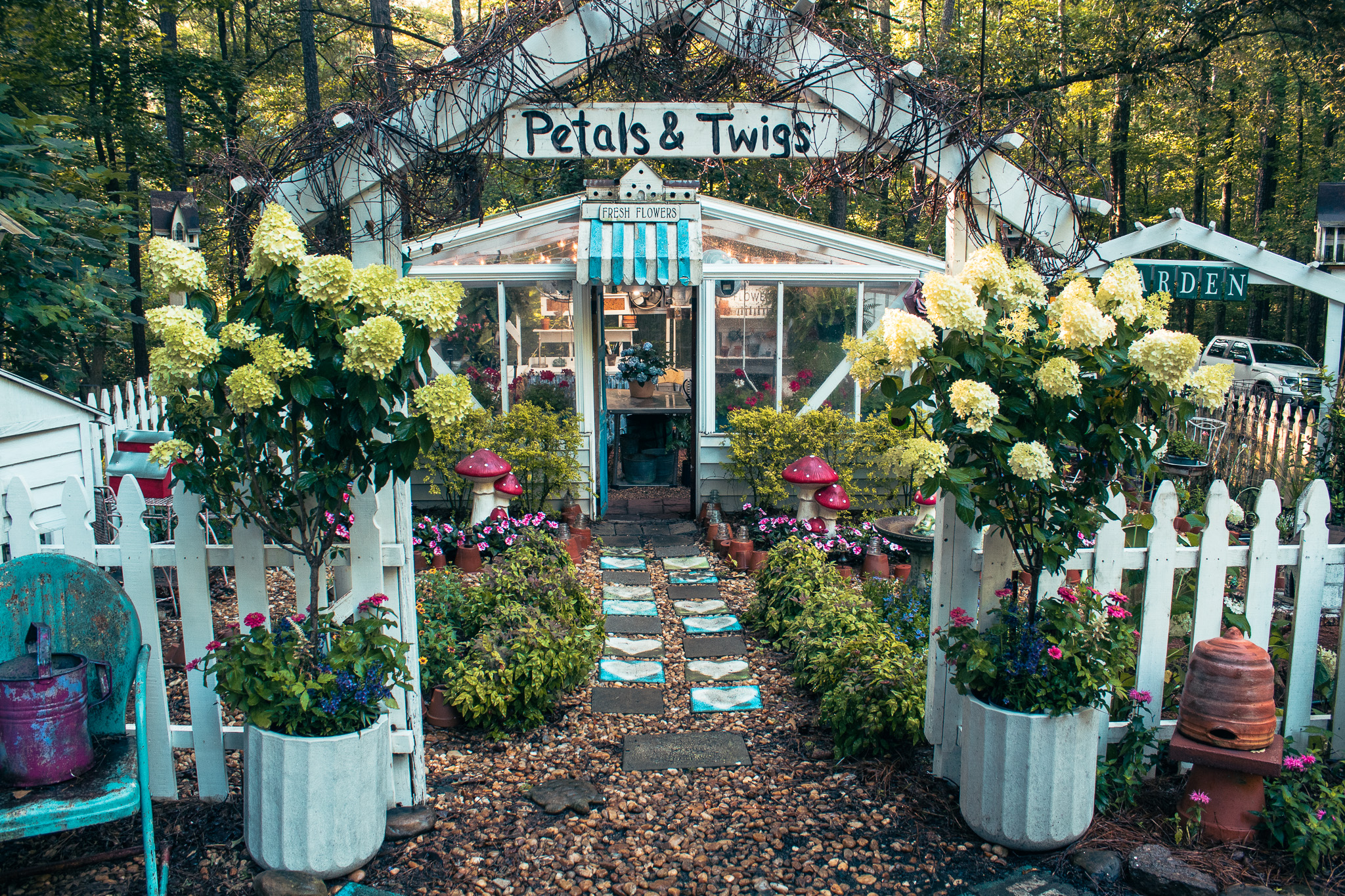 Petals and Twigs greenhouse entrance