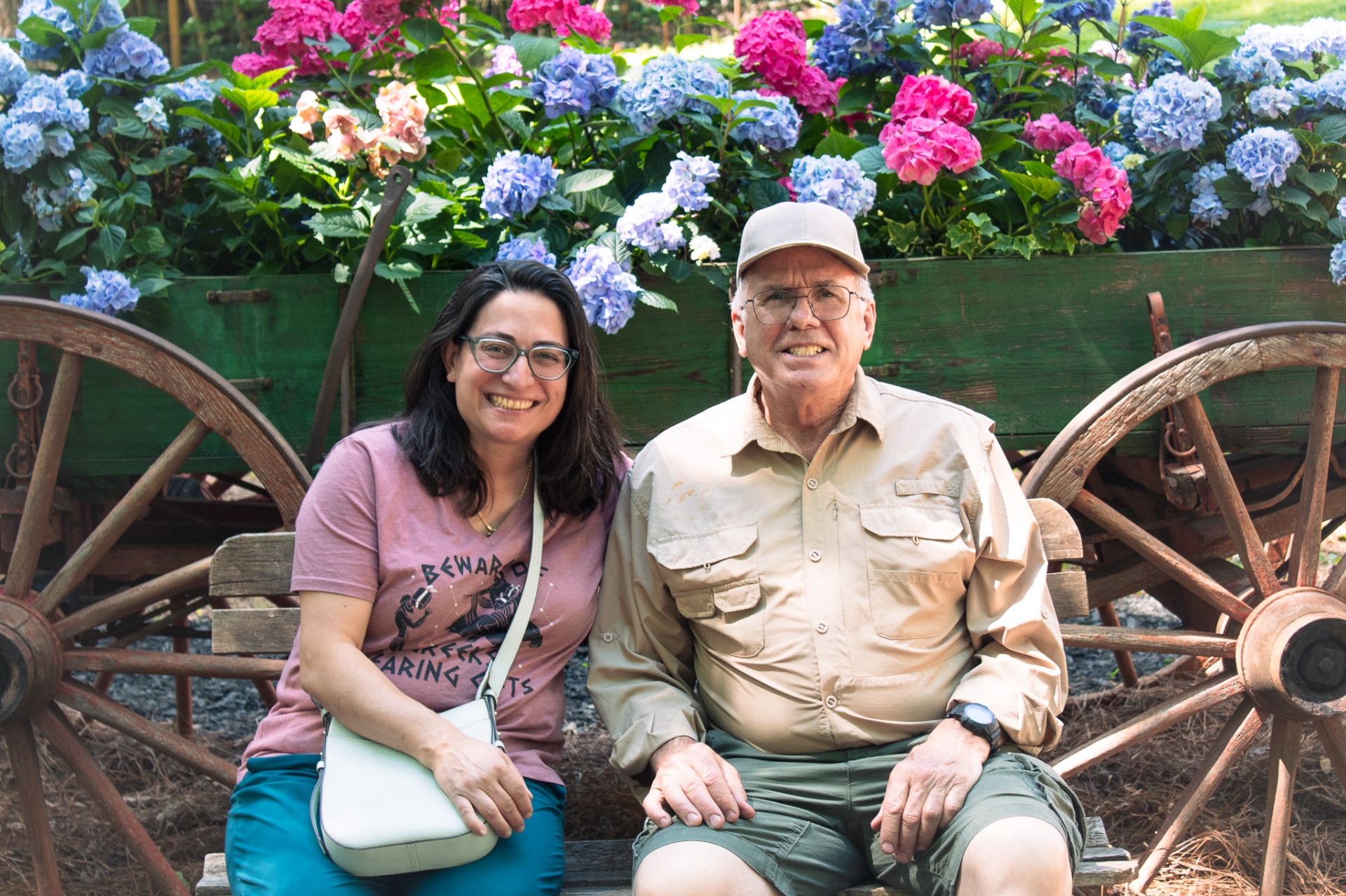 Visitors at the hydrangea wagon