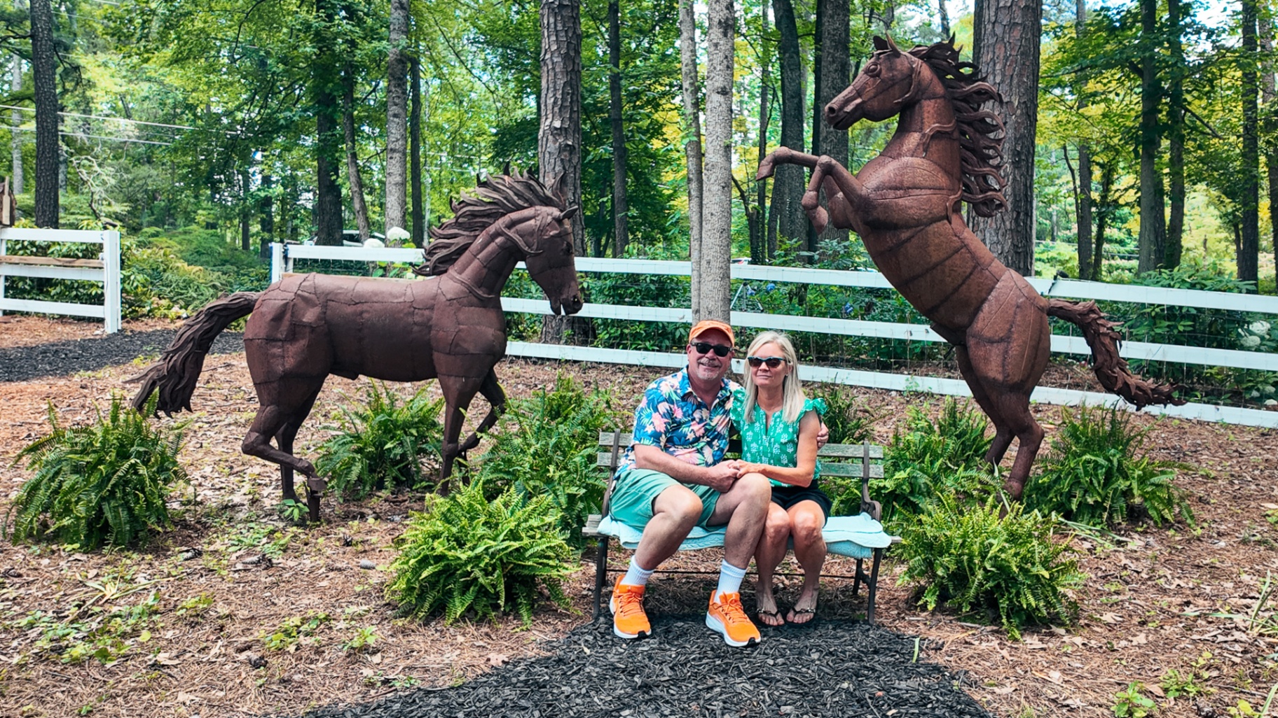 Couple at the horse sculpture station