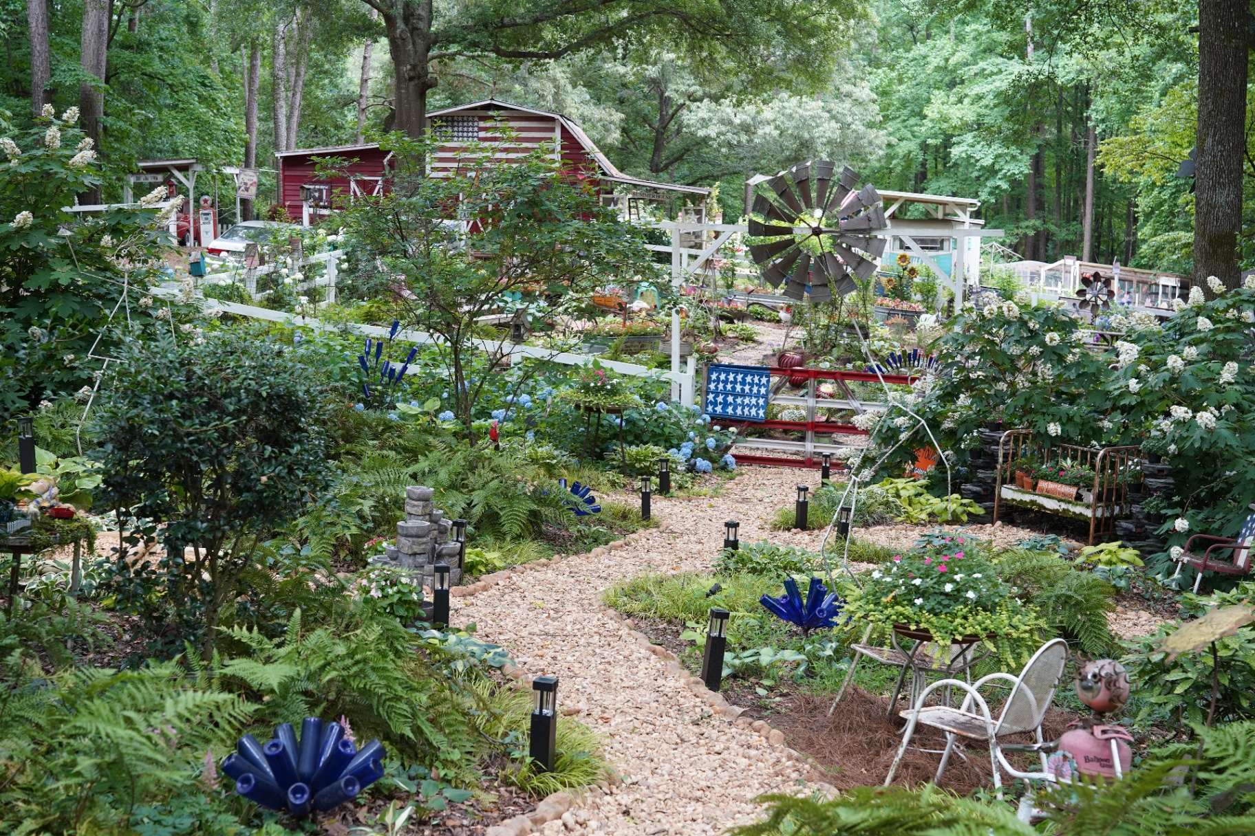 Garden windmill and barn